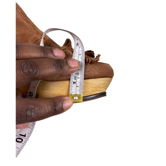 Sam Edelman Womens Wesley Tasseled Wedge Pumps Tan PlatformLeather Size 7M - Picture 7 of 11